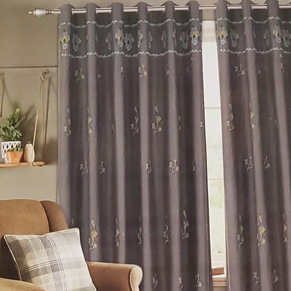 Curtain Black Out Embroidered Heavy Material - Picture 1 of 3